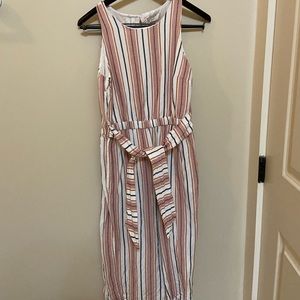 Loft White, black and beige capri jumpsuit